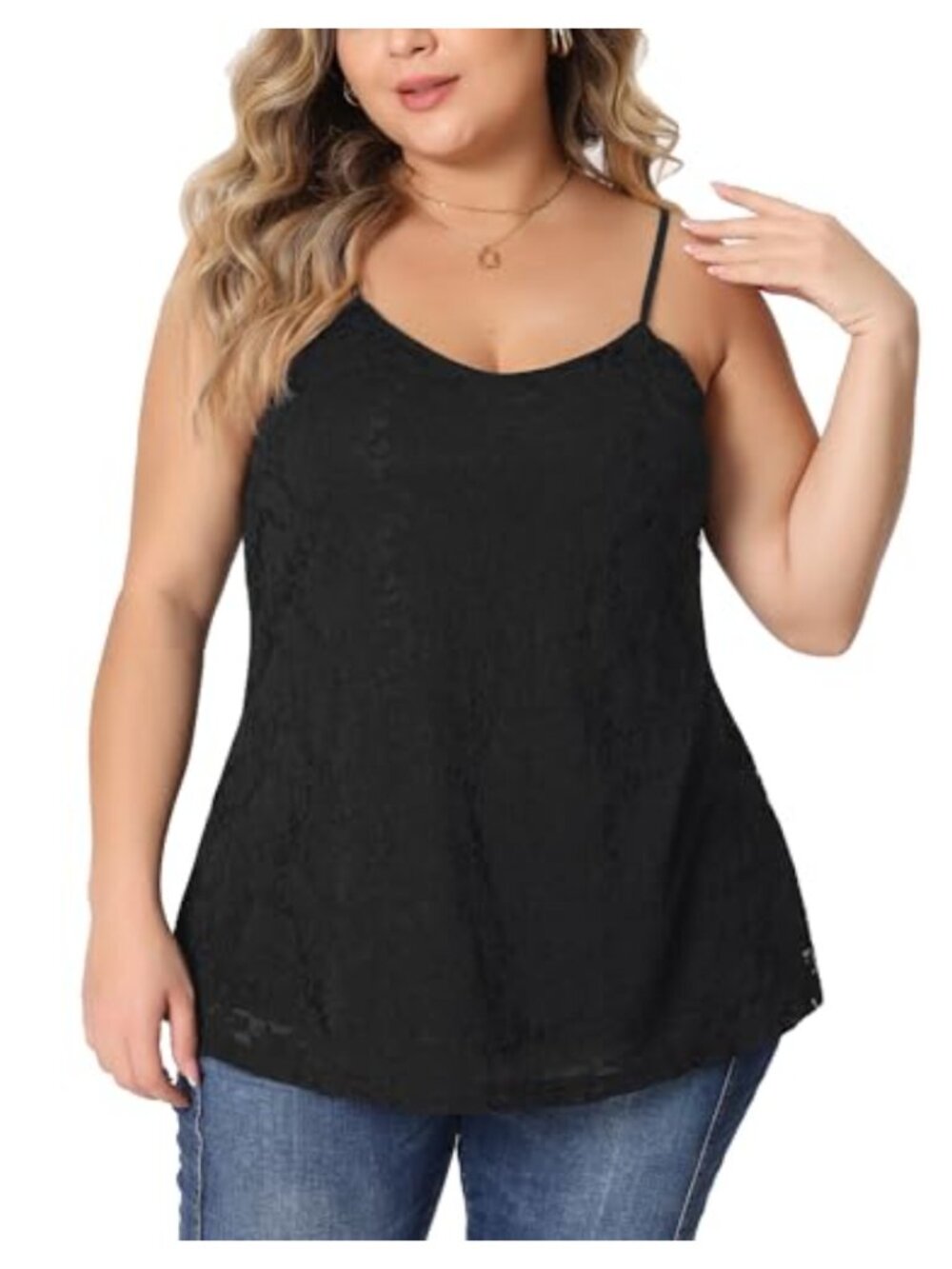 Women's Plus Size Lace Cami Sleeveless Adjustable Strap Nylon Blend